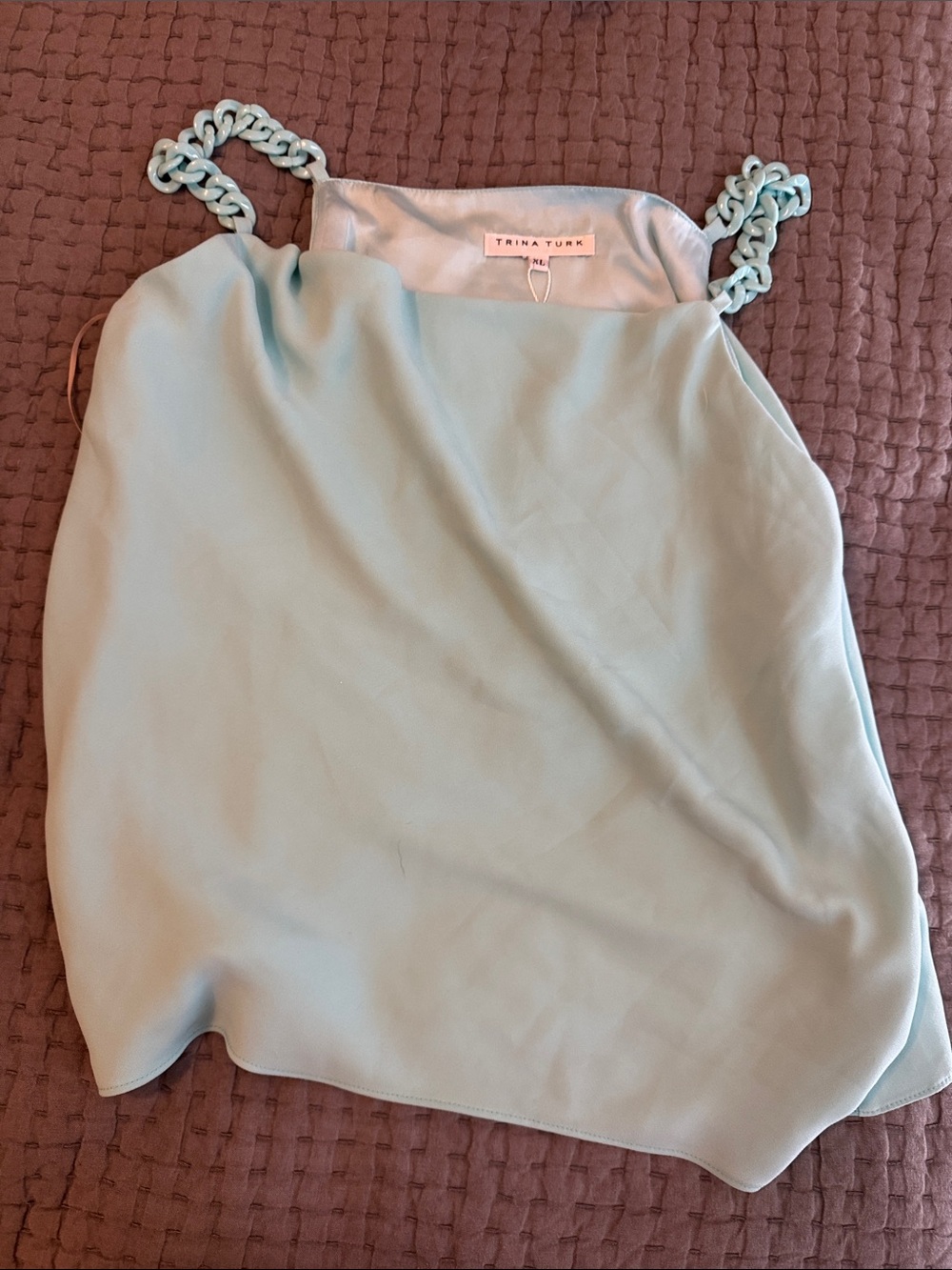 Trina Turk Pale Blue Chain-Link Strap Cami